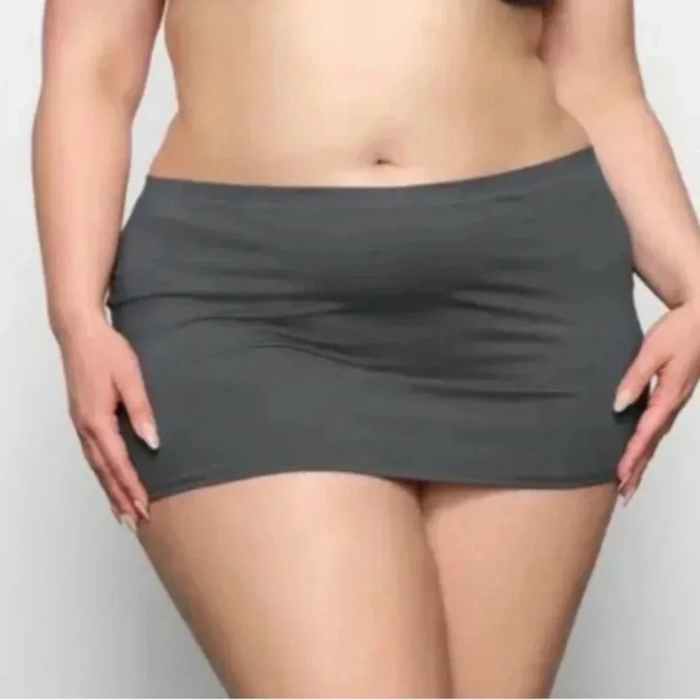 Skims Swim Micro Mini Skirt - gunmetal gray Size 4X New with Tags